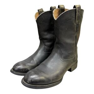 Ariat 35501 Black Leather Boots Heritage Roper Style Size Men’s 10EE